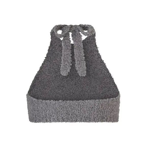 Skims Cozy Knit Halter Bra Top Smoke Size S/M - Picture 2 of 10